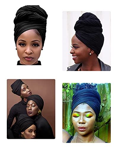 Harewom 3pcs Head Wraps For Black Women Turban Headwraps Stretchy