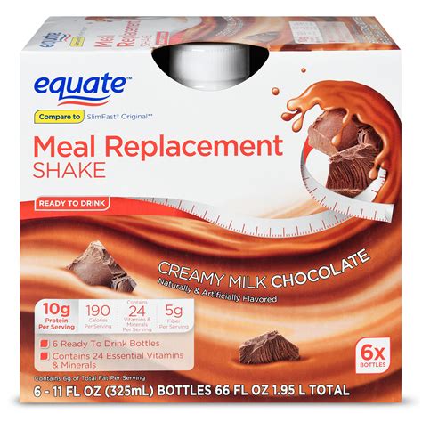 Equate Meal Replacement Shake Creamy Milk Chocolate 11 Fl Oz 6 Count