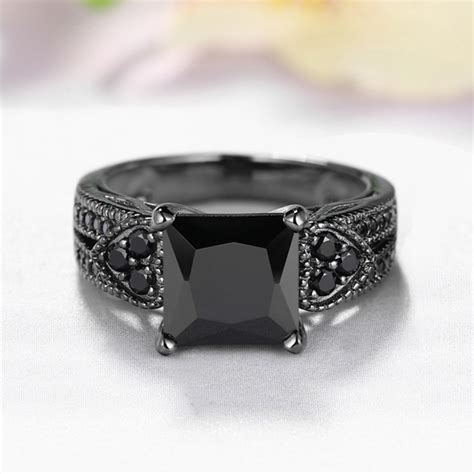 Find a wide range of diamond engagement ring at glamira. Tinnivi Unique Princess Cut Sterling Silver Created Black ...
