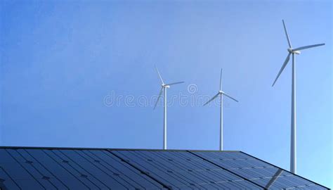 Eco Power Renewable Energy Wind Turbine And Solar Cell Panels On