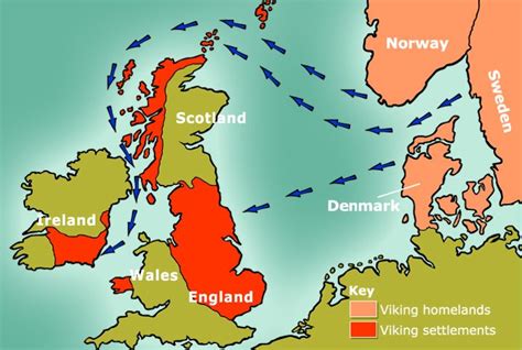 Map Depicting The Viking Invasion Of The British Isles European History