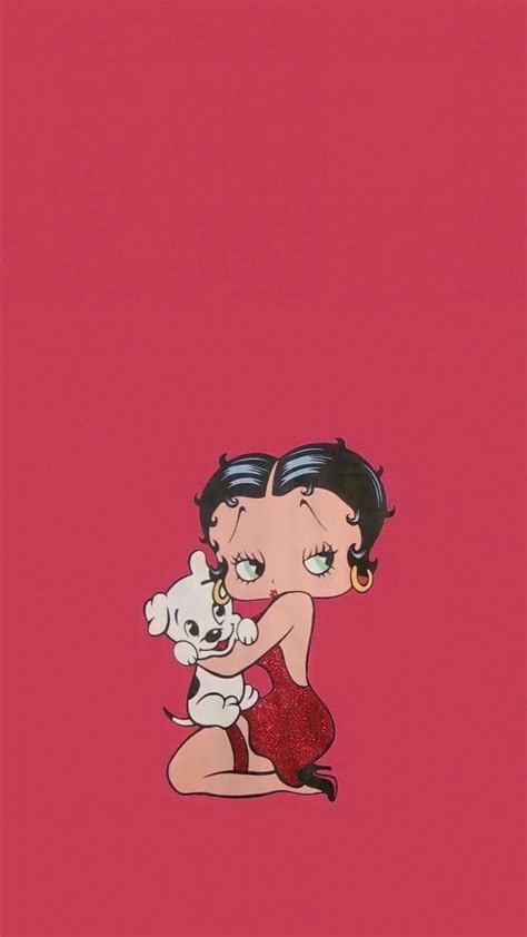 Betty Boop Sitting On Her Legs Hugging Pudgy Wallpaper Animes Cartoon