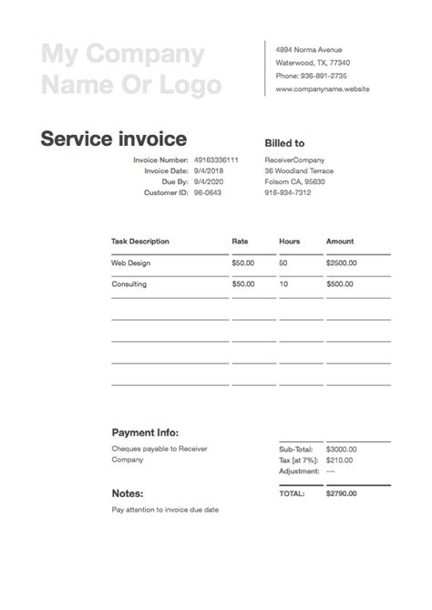 Pages Invoice Template For Mac Mserlbee
