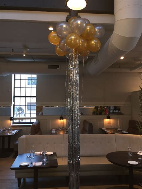 The big advantage of hanging decorations. cluster of 11" balloons with mylar ribbon | Balloon ...