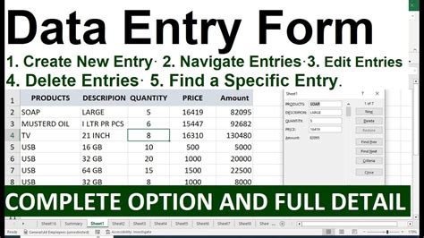How To Create A Data Entry Form In Excel With Add Modify Delete And
