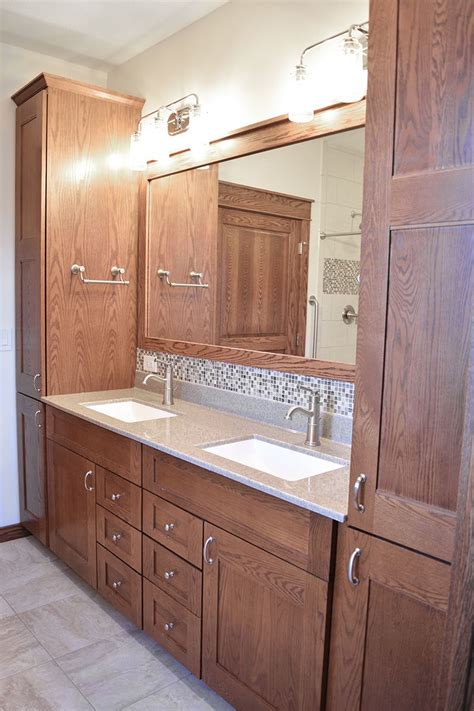Modern Bathroom Vanity And Linen Cabinet Gorgeous Double Vanity With Center Tower For Extra