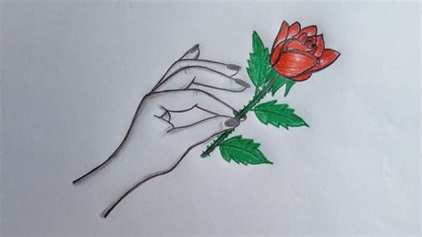 How To Draw A Hand Holding Rose Easy Drawing Tutorial Youtube
