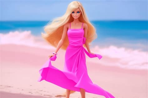 Premium Ai Image Barbie Blonde Doll Cute Blond Girl Portrait Pink