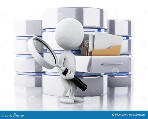 3d White People With Data Storage Stock Illustration Illustration Of