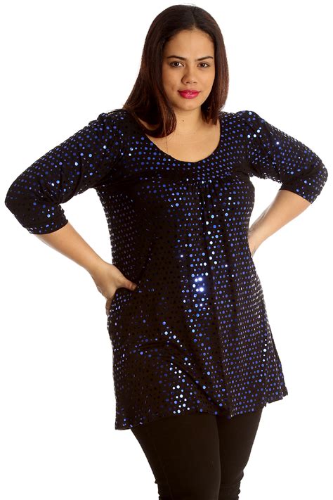 Ladies Plus Size Top Womens Polka Sequin Dot Foil Glitter Party Shirt