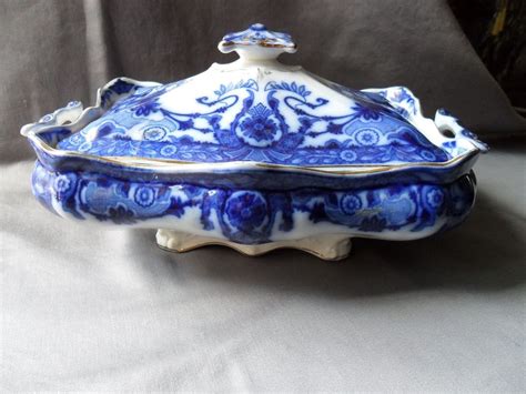 Burgess And Leigh Middleport Pottery Raleigh Burslem Flow Blue Antique