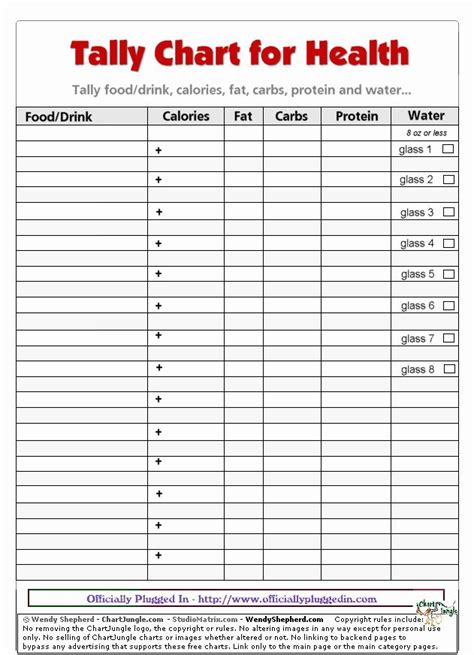 Printable Food Calorie Chart Example Document Template Health Chart Nutrition Chart