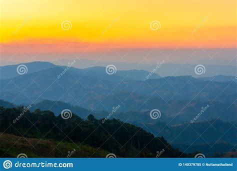 Landscape Of Sunrise On Mountain At Of Doi Pha Phueng Nanthailand