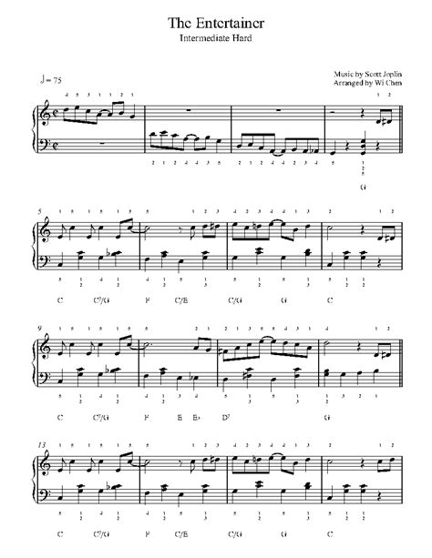 entertainer  scott joplin piano sheet  intermediate level