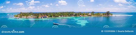 Aerial Drone View Of South Water Caye Tropical Island In Belize Barrier