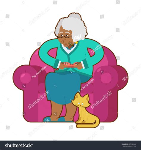 African American Grandmother Joystick Black Granny Stock Vector