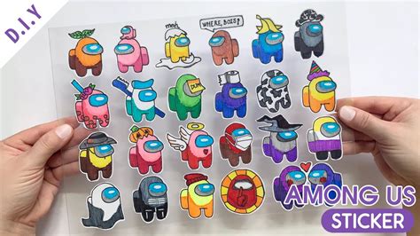Cute Among Us Stickers Do It Yourself Stickers Diy And Draw Among Us