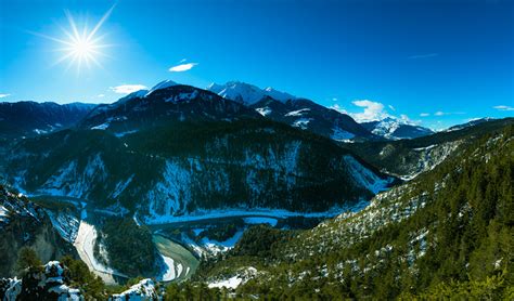 Foto Alpen Schweiz Ruinaulta Sonne Natur Gebirge Canyons Himmel
