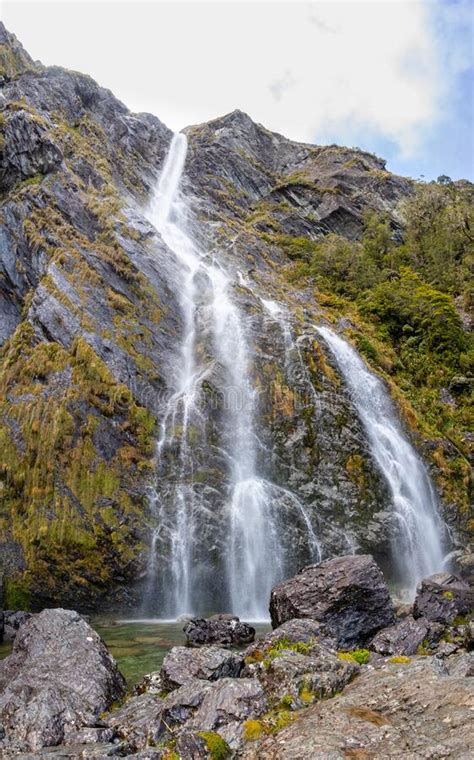 Earland Falls At The Famous Routeburn Track New Zealand Stock Image