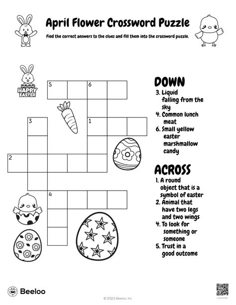 Springtime Easter Themed Crossword Puzzles Beeloo Printables