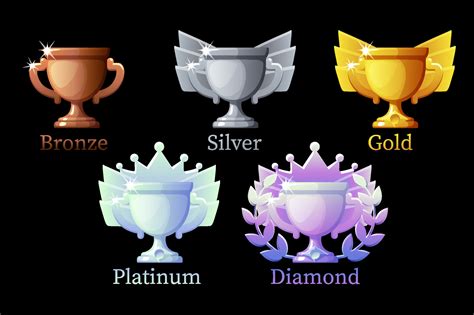 Game Rank Awards Cup Gold Silver Platinum Bronze Diamond Cups For