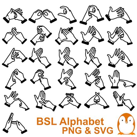 Bsl Alphabet Svg British Sign Language Alphabet Svg Bsl Cut Etsy
