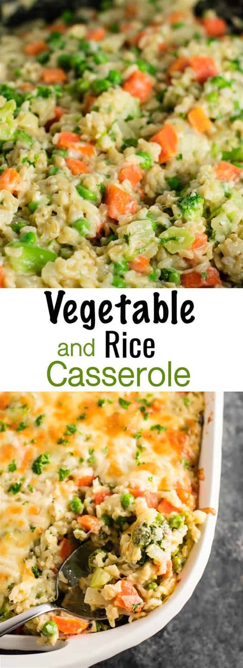 This cheesy side dish is easy to make and everyone loves it. Rice and Vegetable Casserole Recipe - with brown rice