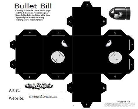 Bullet Bill Mario Cubeecraft Papercraft By Marcokobashigawa Mario