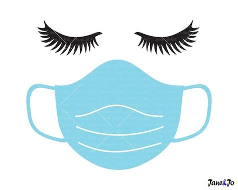 Face Mask Svg Cliparteyelashes With Facemask Svg File Etsy