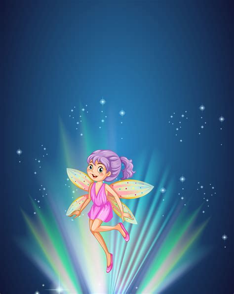 Cute Fairy With Colorful Wings Flying At Night 519186 Vector Art At