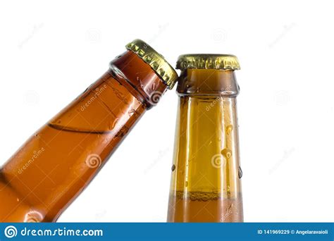 Three bottles of different size and color. Beer Bottle Neck With Metal Cap Stock Image - Image of ...