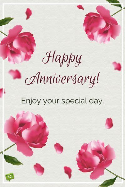 An Anniversary Card With Pink Flowers On It