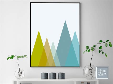 Geometric Mountain Art Abstract Nordic Abstract Mountains Etsy