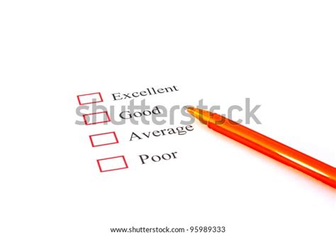 Quality Survey Form Pen Showing Marketing Stock Photo 95989333