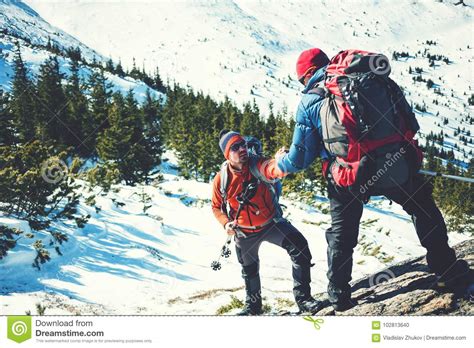 Two Climbers In The Mountains Stock Photo Image Of Mountaineering