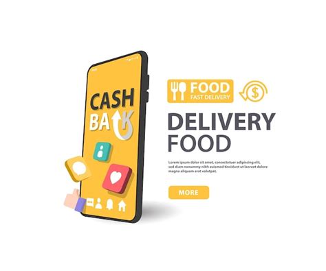 Premium Vector Cash Back Food Order Food Delivery On App 3d Vector