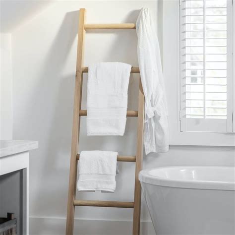 Oak Towel Ladder In 2020 Towel Ladder Towel Rack Bathroom Ladder