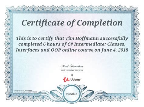 C Intermediate Course Completed Tim Hoffmann