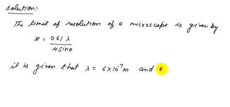 Solved The Limit Of Resolution Of Microscope If The Numerical