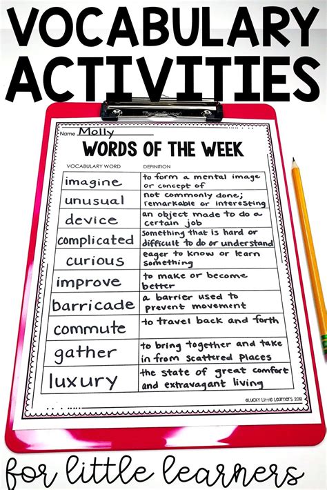 Vocabulary Activities New Vocabulary Words Vocabulary Activities