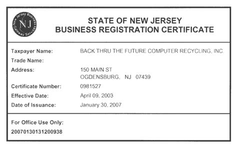 Electronic Recycling New Jersey Business License