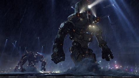Two Large Robots On Body Of Water Digital Wallpaper Pacific Rim