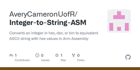 Github Averycameronuofr Integer To String Asm Converts An Integer In