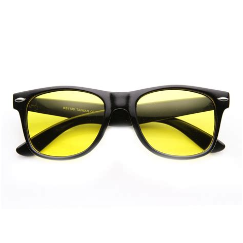 Night Driving Glare Reducing Yellow Tinted Lens Basic Horned Rim Glasses