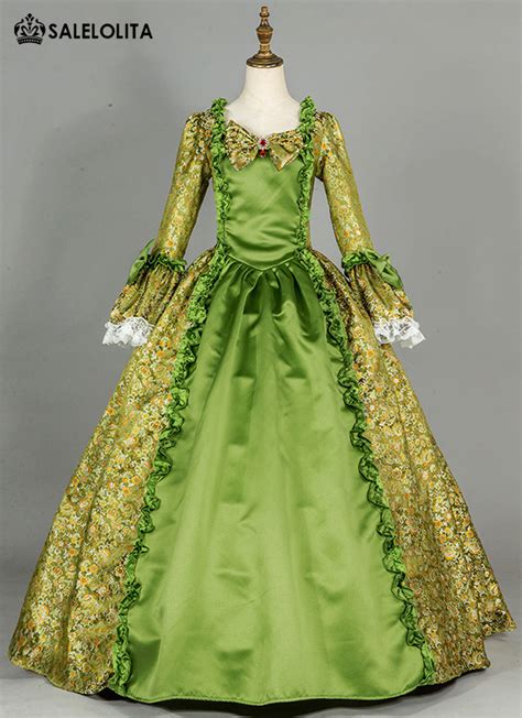 Renaissance Green Floral Patterns Victorian Dress Salelolita Blog