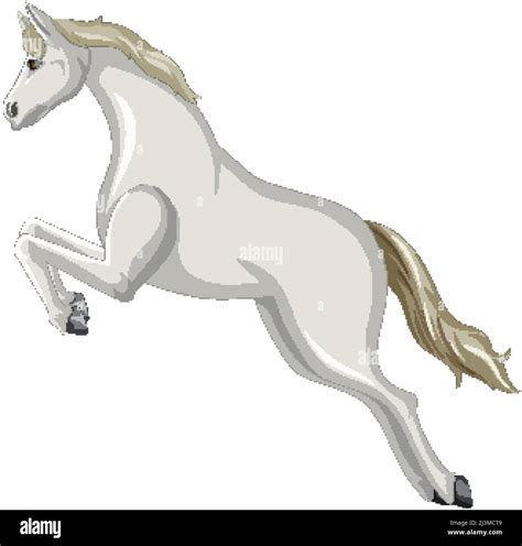 White Horse Jumping Cartoon Illustration Stock Vector Image And Art Alamy