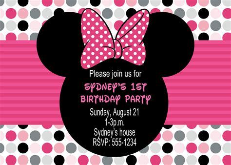 Minnie Mouse Birthday Party Invitations Drevio Invitations Design