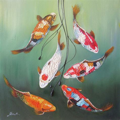 Koi Fish Painting By Enxu Zhou Fine Art America