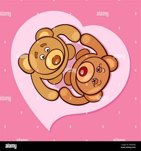 cartoon vector illustration of two teddy bears in love with heart stock vector image and art alamy
