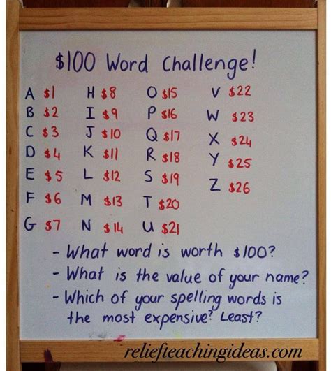 100 Word Challenge Relief Teaching Ideas 100 Word Challenge Word